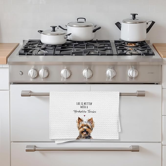 Yorkshire Terrier Gifts: 16x24 inch Yorkie Mom Lovers Kitchen Towels - Yorkie Terrier Decor
