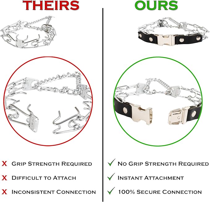 Herm Sprenger Prong Collar for Dog Training with Easy Quick Release Buckle - German Made Dog Collar with Chrome Plated Steel 3.0mm Prongs for Large - Extra Large Dogs (20-25" Neck)