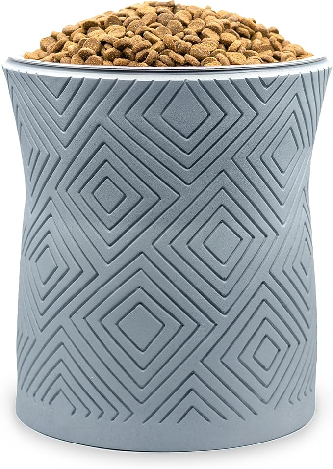 Pet Junkie Santa Fe Single Elevated Dog Bowl Stand with Removable Stainless Steel 44oz Inner Bowl for Medium to Large Breed - Raised Dog Food or Water Station (Large, ICY Gray)