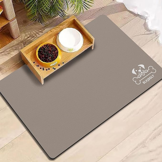 12"×20" Brown Absorbent Dog Mat for Food and Water Bowl- Quick Dry Durable Feeding Mat for Dog and Cat Easy Cleaning Pet Supplies for Messy Pets