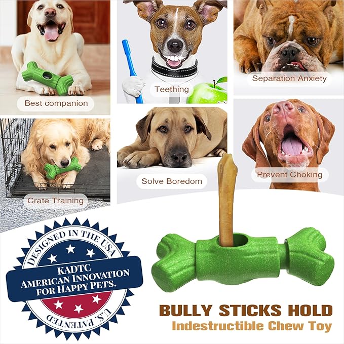 KADTC 2 in 1 Extra-Large Size Durable Dog Bully Stick Holder and Indestructible Bone Chew Toy for Medium/Large Aggressive Chewers Breed Dogs