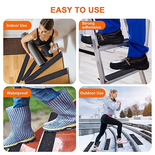 Qingluan Grip Tape, 2 inch x 32.8 feet, Heavy Duty Anti Slip Tape for Stairs Outdoor/Indoor, Waterproof High Traction Stairs Non Slip Treads, Black