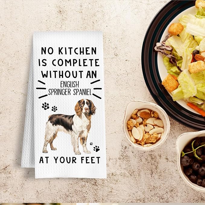 Funny English Springer Spaniel Hand Towels for Kitchen Home Bathroom Decor, A Kitchen is Not Complete Without an English Springer Spaniel Dish Towel, Dog Lovers Gift, 16×24 Inch