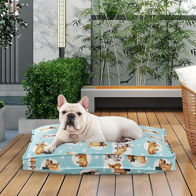 Dog Bed Covers Replacement Washable, Waterproof Dog Bed Cover with Zipper, 30Lx20Wx3H inch Durable Oxford Pet Bed Cover for Outdoor/Indoor Use, Cover Only, White Dots Pattern