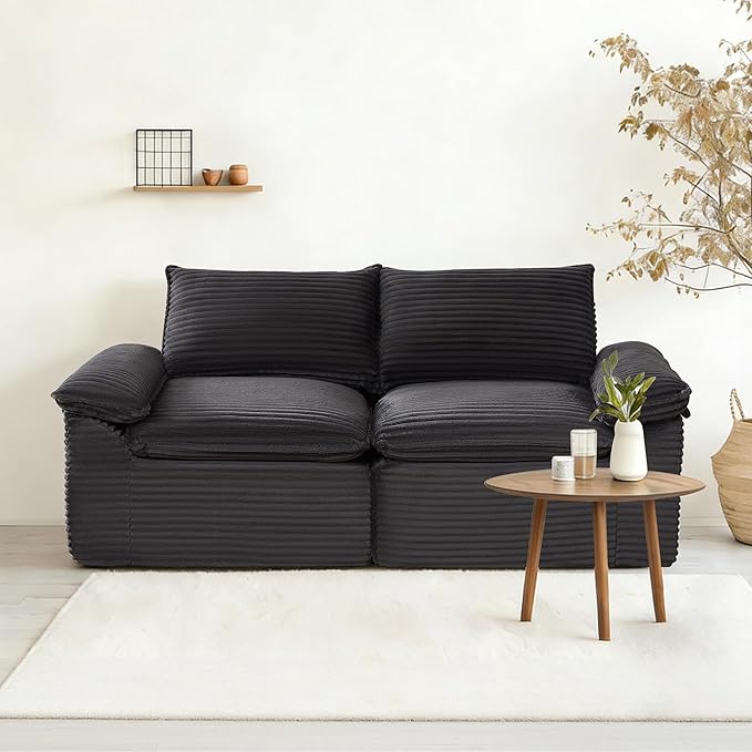80" Cloud Loveseat Sofa, Boneless Couch Sofa in A Box for Living Room, Modern Modular Sectional Sofas 2 Seat Couch Foam Comfy No Assembly Cloud Couches with Throw Pillows for Bedroom,Dorm,Dark Gray