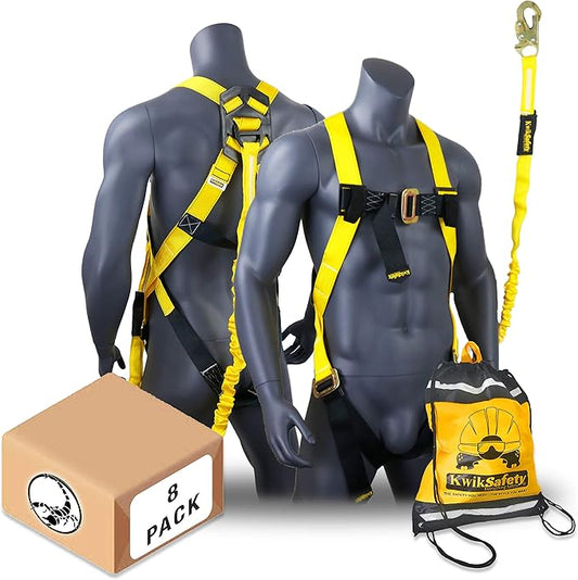 KwikSafety - SCORPION Safety Harness [w/Attached 6ft Lanyard] Safety Harness Fall Protection Kit ANSI OSHA