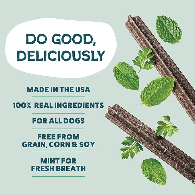 Shameless Pets Triple Mint Dental Chews for Dogs, 32 Chews - Natural Dog Teeth Cleaning Treats with Fresh Breath Benefits | Grain-Free Dental Sticks for Small, Medium & Large Dogs