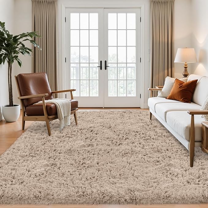 6x9 Area Rug for Living Room: Ultra Soft Fluffy Rug Modern Large Thicked Shag Rug for Bedroom Non Slip Indoor Fuzzy Carpets for Girls Kids Room Nursery Dorm Home Decor Camel