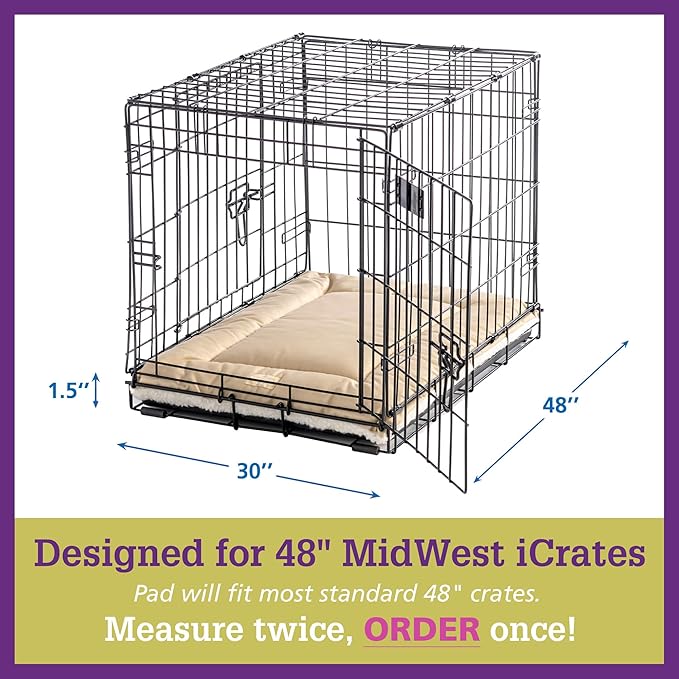 Pet Dreams Dog Crate Pad - Washable Kennel Mat, Crate Pads for Dog Cages, Non-Toxic, Flat Indoor Cat Bed, Fits iCrate 18, 24, 30, 36, 42, 48 Inches (Grey, XX Large, 48")