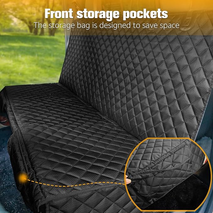 PETICON Dog Car Seat Covers for Ford f150/Ram1500//GMC Canyon/Silverado, Waterproof Pet Back Seat Cover for Trucks, Scratchproof Nonslip Durable Rear Seat Cover for Dogs