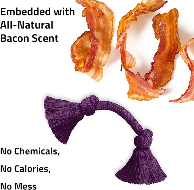 Playology Dog Toys | Dri-Tech Rope Toy Tug of War Rope for Aggressive Chewers | Medium Bacon Scented Toy - Easy to Clean and Made from Non Toxic Materials