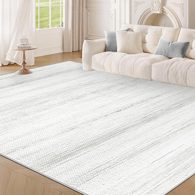 Washable Rug 6x9 Area Rugs: Modern Geometric Rugs for Living Room Non Slip Soft Low Pile Moroccan Indoor Carpet for Bedroom Nursery Dining Room Home Office (Light Grey, 6'x9')