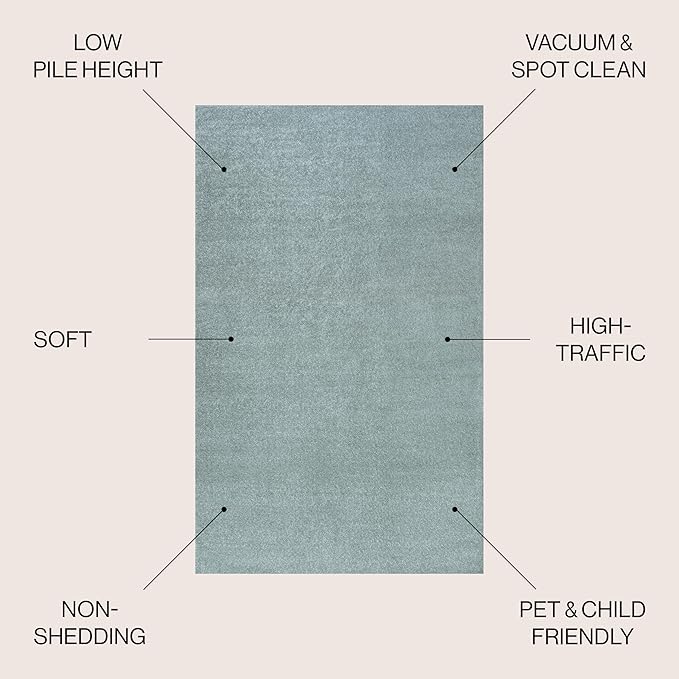 JONATHAN Y Haze Solid Low-Pile Aqua Blue Indoor Area Rug 5x8, Coastal,Bohemian,Minimalist,Classic, Easy-Cleaning for Living Room,Bedroom,Kitchen,Pet Friendly,Non-Shedding (SEU100S-5)