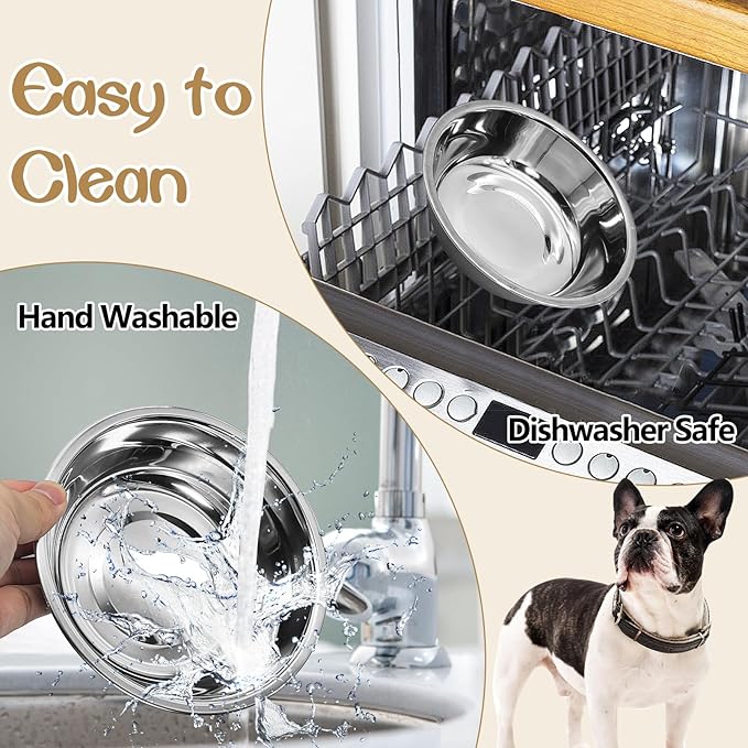 kathson 6 PCS Small Stainless Steel Dog Bowls, Replacement Metal Puppy Food Water Bowl Set Suit for Indoor Outdoor, Pet Feeding Dish for Small Animals Kitten, Dishwasher Safe (5.5 in)