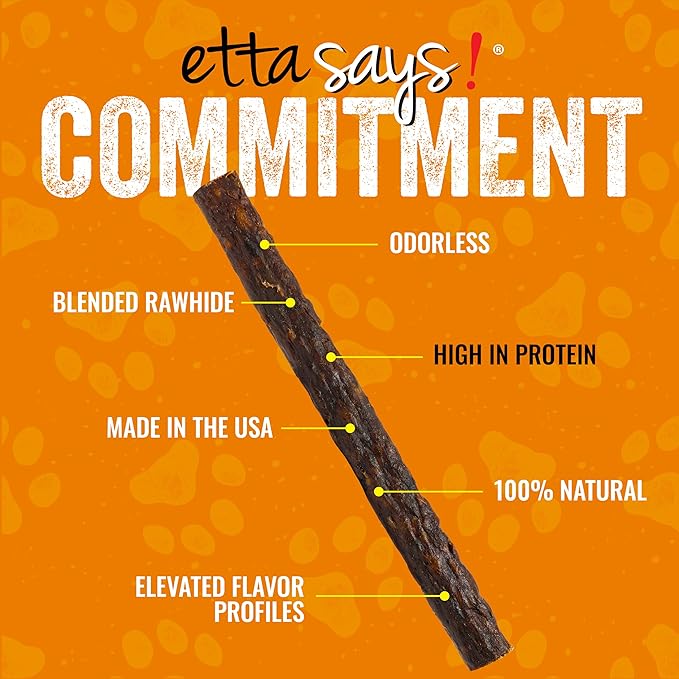 etta says! Premium Crunchy Dog Chews 7” Variety Pack - Grain-Free Dog Treats, Good for Teeth, Easy to Digest - Made in The USA (24 Count Pack of 1)