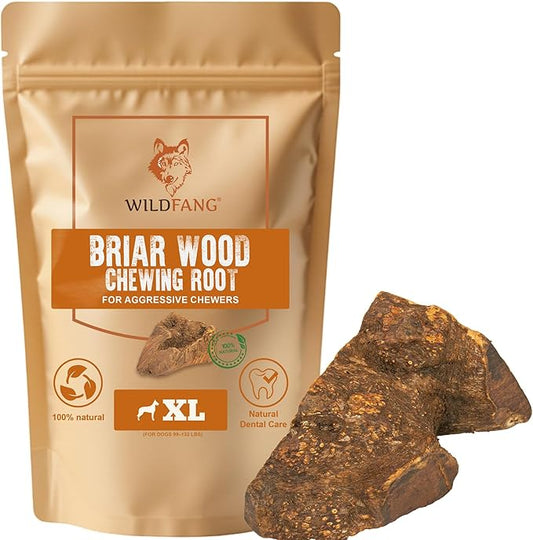 Wildfang® Briar Wood Chewing Root, XL - Splinter Free Wood Dog Chew Toys for Aggressive Chewer, Odorless Natural Teething Toys Dogs Dental Health, Healthy Gums (for Dogs 99-132 lbs), Pack of 1