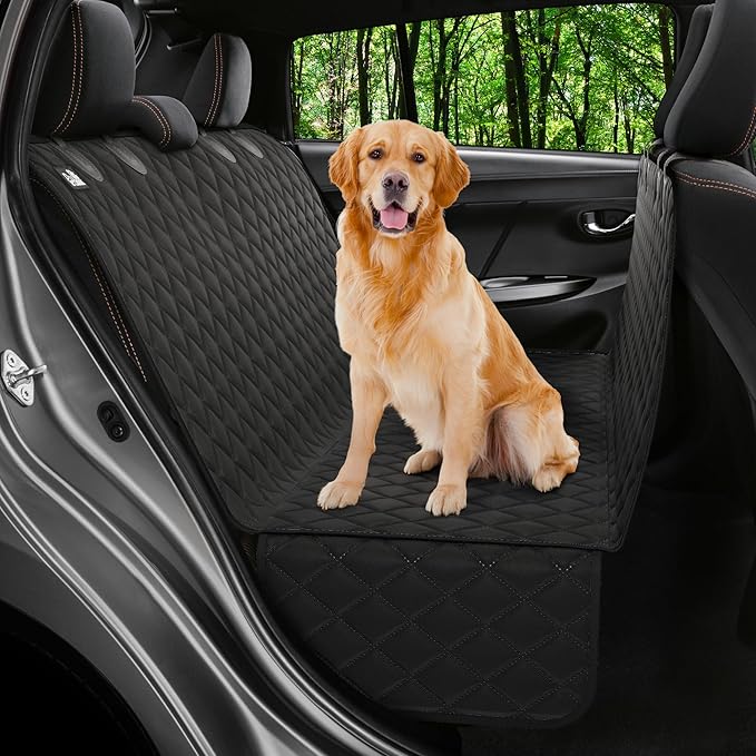 Dog Car Seat Cover for Back Seat, Waterproof Hammock for Car, SUV & Truck, Non-Slip Backseat Cover for Dogs, Heavy-Duty Dog Hammock Style Seat Protector Pets, Easy to Install & Clean