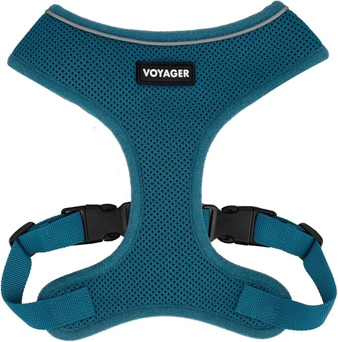 Voyager Aerolite Over The Head Dog Harness, No Pull Breathable Air Mesh Vest, Quick Dry with Reflective Stitching, Adjustable Escape Resistant Harness for Small Medium Large Dogs - Turquoise, Small