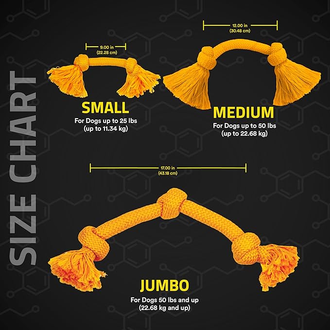 Playology Dog Toys | Dri-Tech Rope Toy Tug of War Rope for Aggressive Chewers | Medium Cheddar Cheese Scented Toy - Easy to Clean and Made from Non Toxic Materials