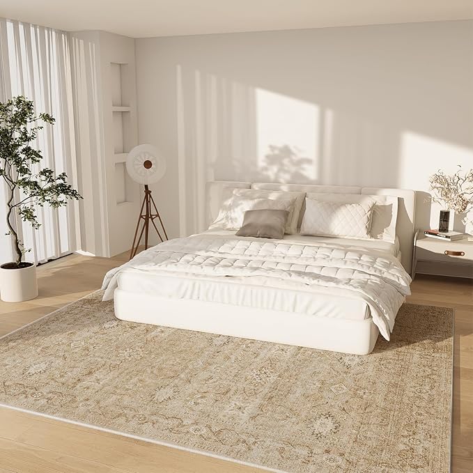 8x10 Area Rugs for Living Room: Washable Rug Stain Resistant Non Slip Low Pile Faux Wool Soft Large Area Rug for Bedroom Kitchen Farmhouse Dining Room Under Table Nursery Home Office Indoor