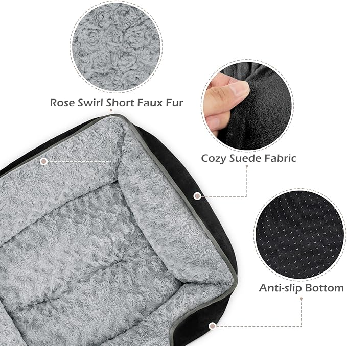 INVENHO X-Large Dog Bed Rectangle Washable Orthopedic Soft Calming Sleeping Durable Pet Cuddler with Anti-Slip Bottom