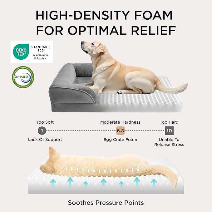 Bedsure Orthopedic Dog Beds for Small Dogs - Washable Small Dog Cat Bed Waterproof, Comfort Pet Couch Sofa with Washable Removable Cover, Pets Bed with Nonskid Bottom, Red, 24"