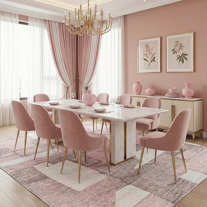 8X10 Area Rugs Modern Abstract Large Carpet for Living Room Bedroom Dining Room Office Nursery, Non Slip Washable Pink Rugs 8X10 Geometric Pattern Thin 8 by 10 Indoor Home Decor Pet & Child Friendly