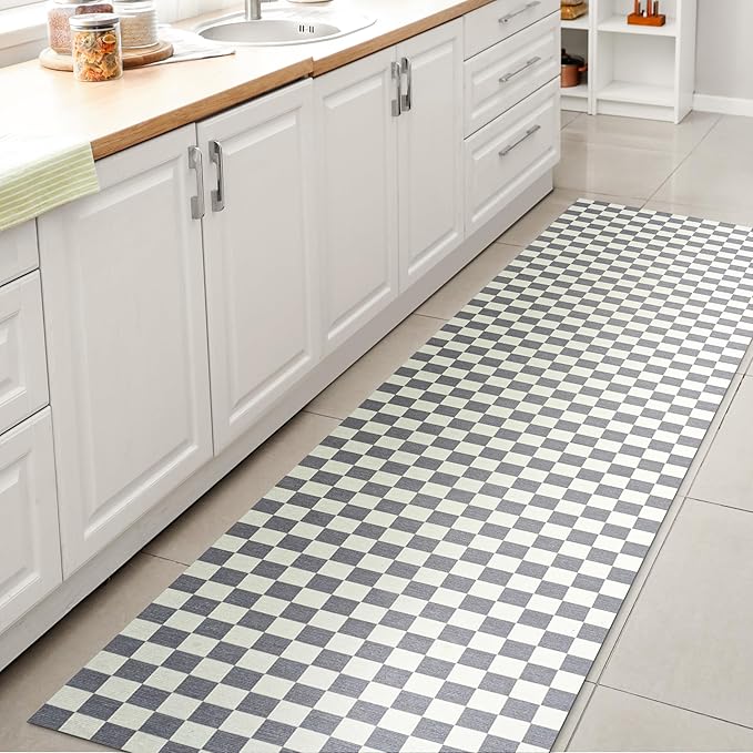 JONATHAN Y Machine Washable Purple Gray/White Runner Rug 2X8 ft, Ainsley Modern Cottage Checkerboard for Living Room, Bedroom, Kitchen, Office, Easy-Cleaning, Pet-Friendly, Non-Shedding WSH126A-28