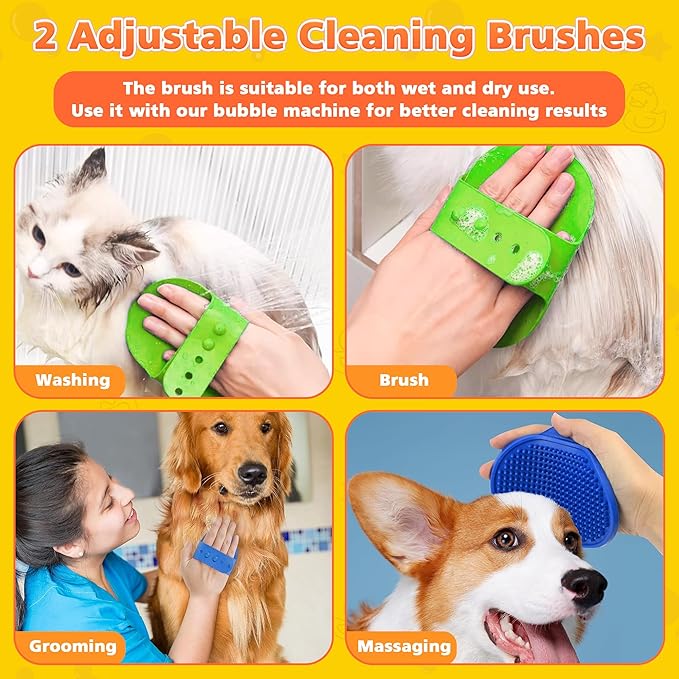 Homrich Electric Dog Soap Dispenser, Automatic Dog Cleaning Foam Machine, Dog Shampoo Sprayer with Brush for Dog and Cat Bathing, Shampoo Foamer for Pet Bathing, Bathroom, Kitchen Sink
