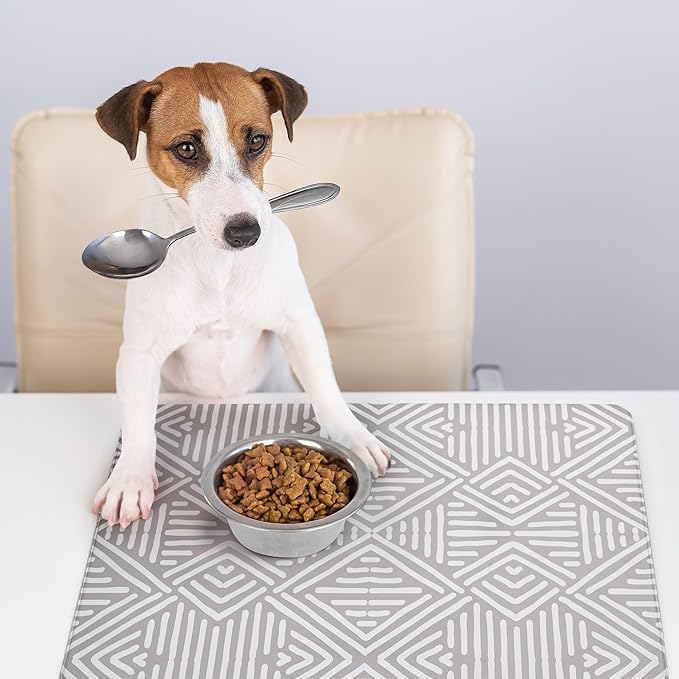 NALALAS Large Dog Mat for Food and Water, Cat Feeding Mat | Large Waterproof Dog Bowl Mat | Non-Slip Pet Food Mat for Floors | Pet Mats for Food and Water | Easy to Clean