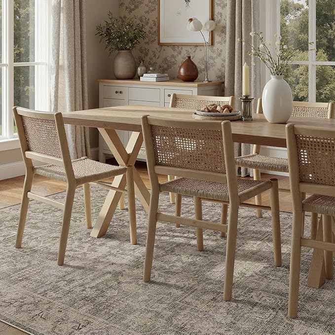DCX Washable 6x9, Kid & Pet Friendly with Rubber Back Non Slip, Stain Resistant Vintage Rug for Living Room, Bedroom, Home Office, Soft Low Pile Large Farmhouse Distressed Carpet, Greige