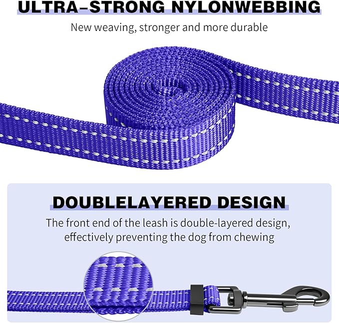 Kazazoo Hands-Free Dog Leash Adjustable Length 5-8 Ft, Waist for Dog Walking, Running for Small &Medium Dogs with Reflective Strips, Ballistic Nylon, Waist Belt, Lightweight Blue