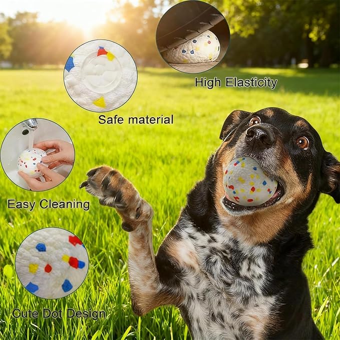 Indestructible Dog Chew Toy for Aggressive Chewers - 4 Pack Interactive Dog Ball,Durable ETPU Toy for Large Medium Small Dogs(4-Pack-White)