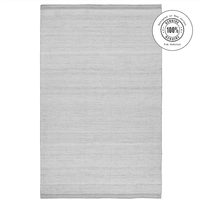 Fab Habitat Machine Washable Area Rug - Hand Woven, Stain Resistant, Pet Friendly - Premium Recycled Polyester Yarn - Solid - Kitchen, Bathroom, Laundry Room - Kingscote - Gray - 3 x 5 ft