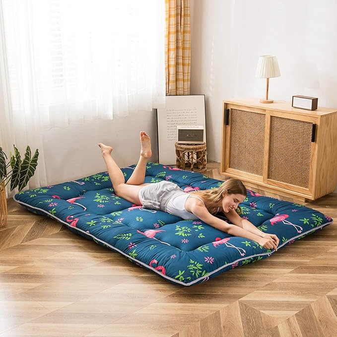 MAXYOYO Flamingo Japanese Floor Mattress Futon Mattress Boys Girls Foldable Bed Camping Mattress Floor Lounger Bed Couches and Sofas Mattress Topper King Size