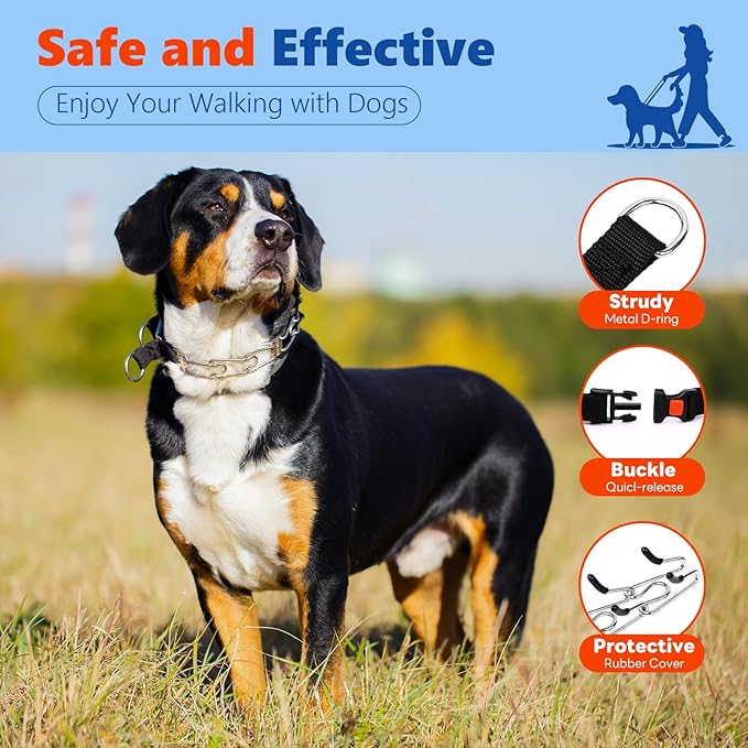 Supet Prong Collar for Dogs Training Collar, Adjustable Pinch Collar with Quick Release Buckle for Small Medium Large Dogs, No Pull Dog Collar (Packed with One Extra Links)