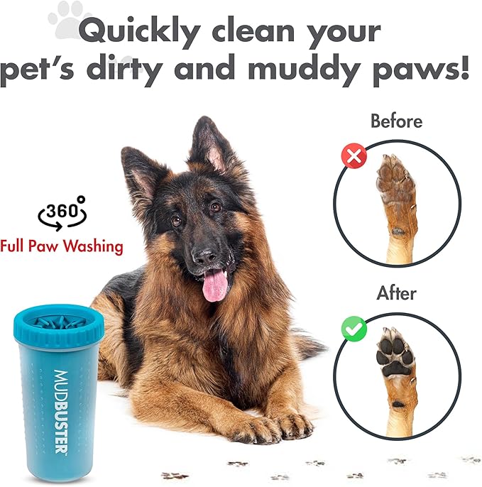 Dexas MudBuster Portable Dog Paw Cleaner, Large, Blue (PW720312)