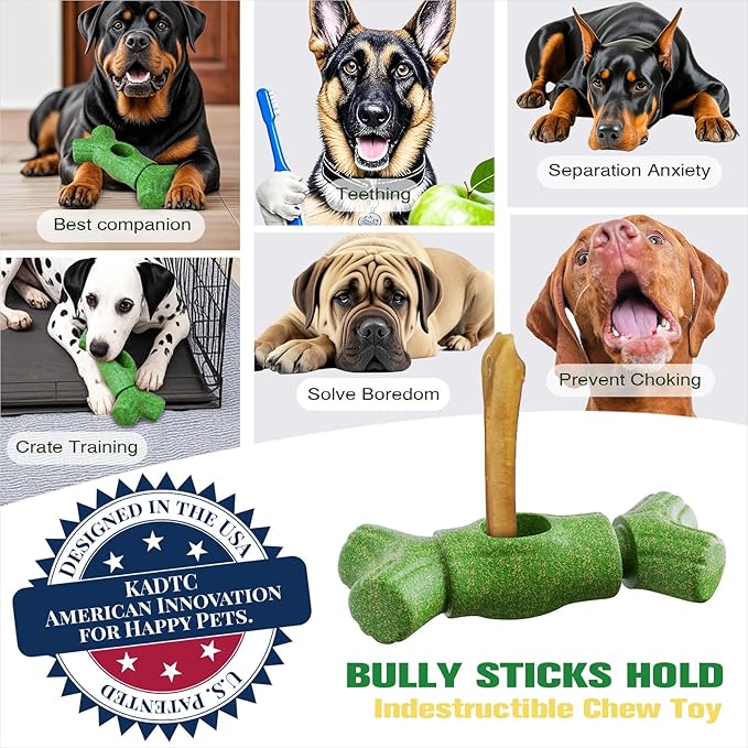 KADTC 2 in 1 Extra Extra-Large Size Durable Dog Bully Stick Holder and Indestructible Bone Chew Toy for Large Aggressive Chewers Breed Dogs