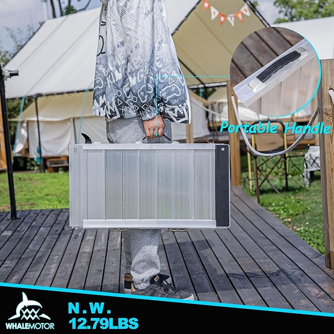 Portable Wheelchair Ramp 2FT, Anti-Slip Aluminum Folding Portable Ramp, Wheelchair Ramps for Home, Weight Capacity Up to 600 LBS, with Transition Plates Above and Below, Loading Dock Plates