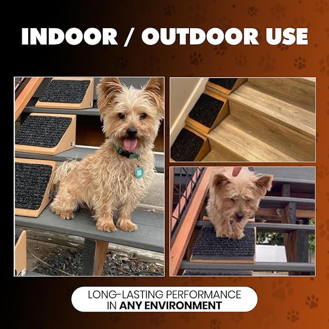 Original StairWedge??- New Enhanced Tread Grip! Ramp for Small Dogs Breeds - Fits Standard Staircase - Wedge Shape Stair Ramp for Dogs and Pets - Multi-Patent Pending (1single)