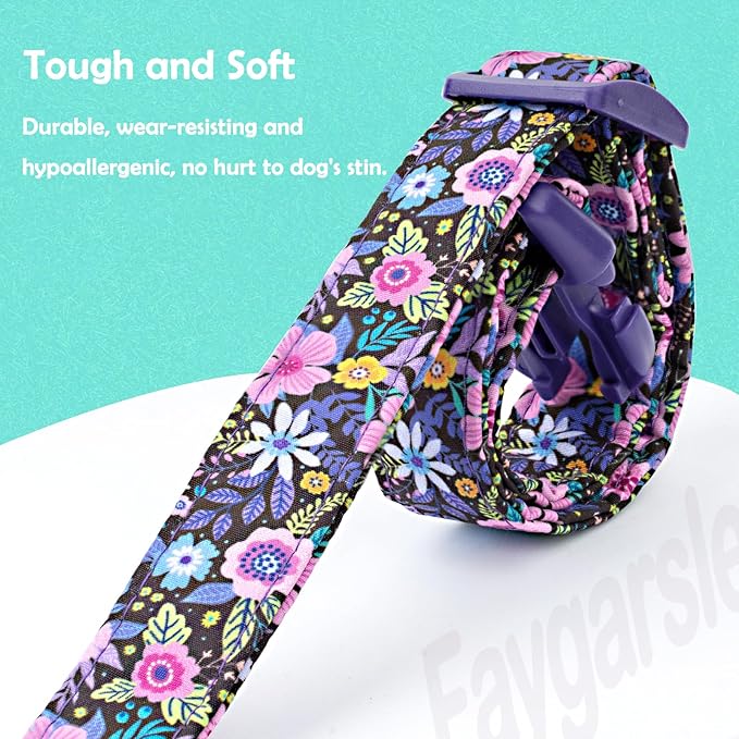 Faygarsle Cotton Dog Collar Cute Dog Collars for Small Medium Large Dogs Purple Floral Colored Options Soft and Fancy Pet Collars for Girls Flower Pattern for Girl Dog Collar L