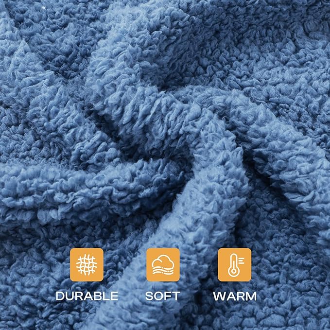 Luciphia 1 Pack 3 Calming Dog Blanket Fluffy Premium Fleece Pet Blankets Soft Sherpa Throw for Dogs Puppy Cat Haze Blue Large (41" x31")