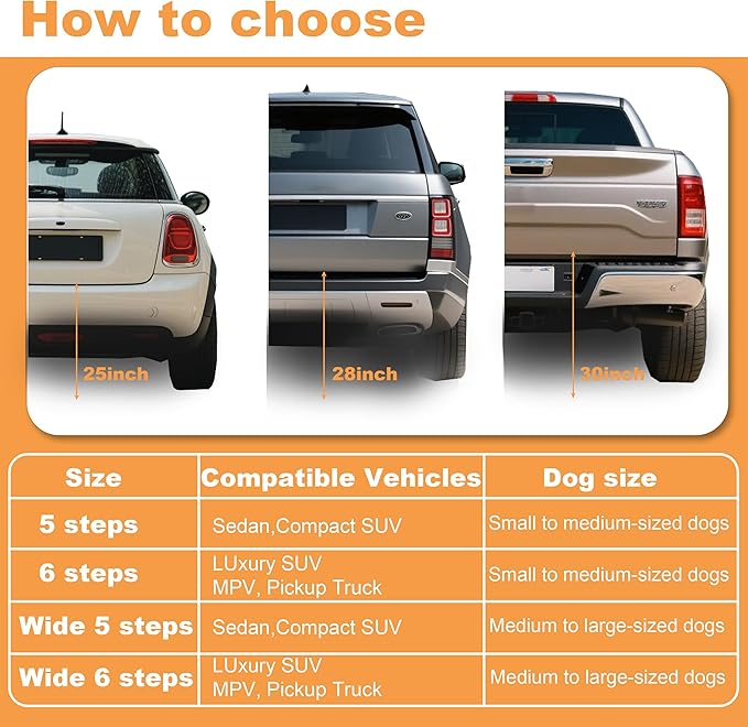 Dog Ramp for Car Truck and SUV Dog Stairs for Large Dogs Folding Pet Stairs with Non-Slip Rug Surface Supports Up to 250 lbs (6 Steps)