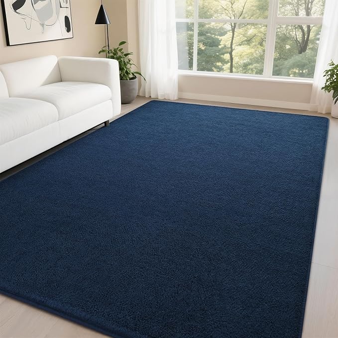 DweIke 4x6 Navy Blue Area Rugs for Bedroom, Super Soft Living Room Rug, Thickened Memory-Foam Throw Carpet, Non-Slip and Washable Carpets for Kids Boys Girls Room Dorm Nursery Home Decor