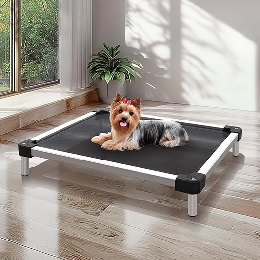 FXW TitanNest Chew-Proof Elevated Dog Bed, Raised Cot for Indoor/Outdoor/Camping Use, Durable & Waterproof Cooling Pet Bed for Toy Dogs, 23.0" L x 17.0" W x 4.5" H, Black