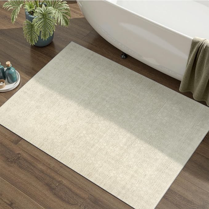 DCX 2x3 Beige Rug, Kid & Pet Friendly with Rubber Back Non Slip, Machine Washable Stain Resistant Neutral Floral Rug for Living Room, Bedroom, Home Office, Soft Low Pile Samll Nursery Carpet