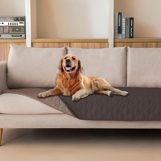 gogobunny 100% Double Sided Waterproof Dog Blanket Soft Pet Bed Cover Reversible Protect Furniture Couch Sofa Car for Puppy Cat Kids (Dark Coffee/Light Coffee, 30x80 Inch (Pack of 1))