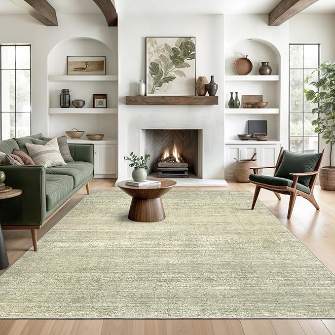Valenrug Washable Rug 6x9 - Stain Resistant 6x9 Area Rugs for Living Room, Non Slip Backing Printed Rugs for Bedroom, Folable Machine Washable Area Rug (6'x9', Green)