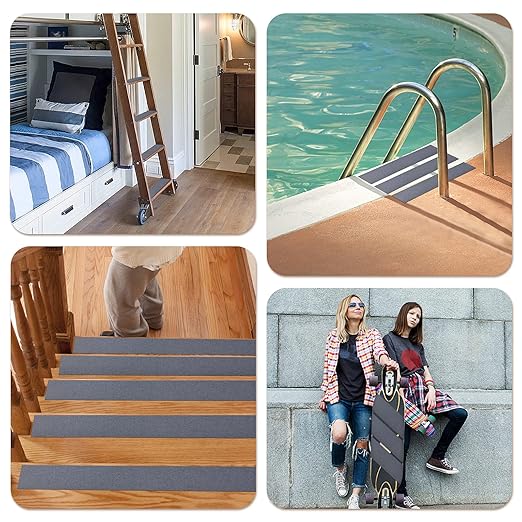 Qingluan Non-Slip Carpet Stair Treads, 10 Count, 32" x 4", Non-Skid Self Adhesive Tape for Indoor & Outdoor Steps, Staircases, Safety for Kids, Elders and Pets