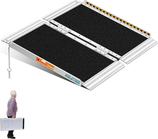 Portable Wheelchair Ramp 2ft, Non-Skid Aluminum Ramps for Wheelchairs for Home Steps, 800 LBS Capacity Handicap Ramp for Doorway, Threshold, Front Porch, Entry, Stairs 24" Lx 29.2" Wx2H